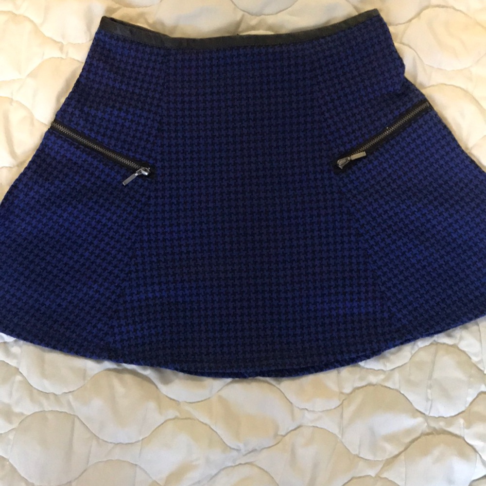 Blue zipper skater skirt